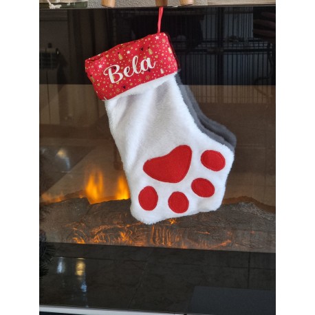 Calcetín navideño con forma de huella